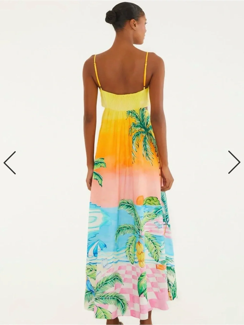 FARM Rio Yellow Pink Blue Tropical Palm Maxi Dress - Picture 2 of 4